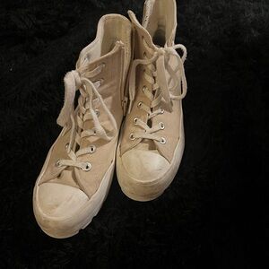 Sincerely Jules Cream High-Top Sneakers Canvas Lace-Up